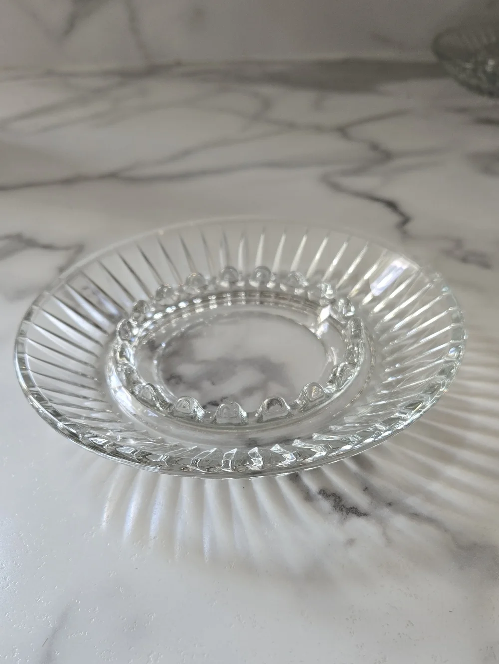 vintage mid-century pressed clear glass ashtray